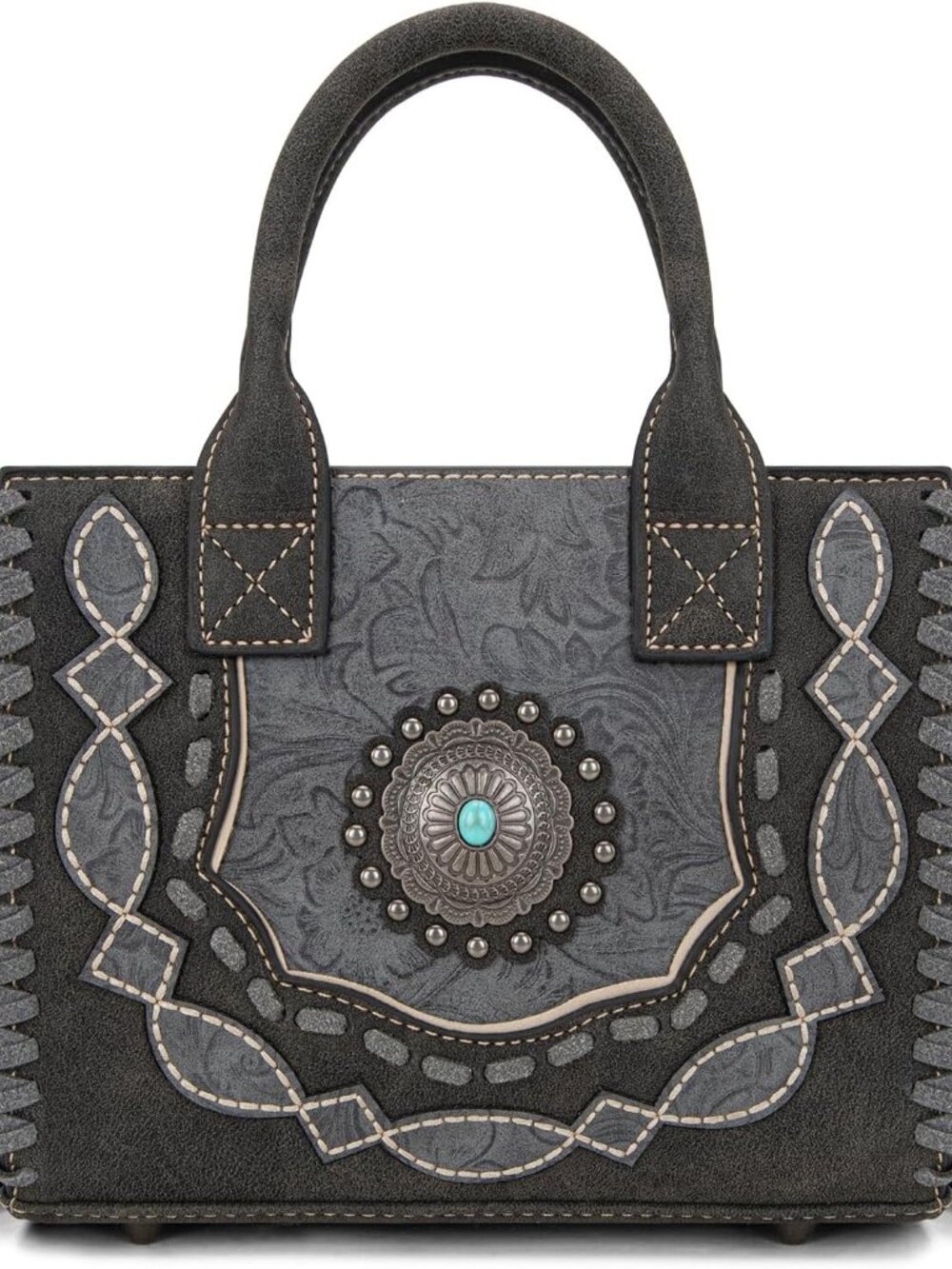 Mini Tote Bag Embossed Collection Western Floral Tooled Handbag